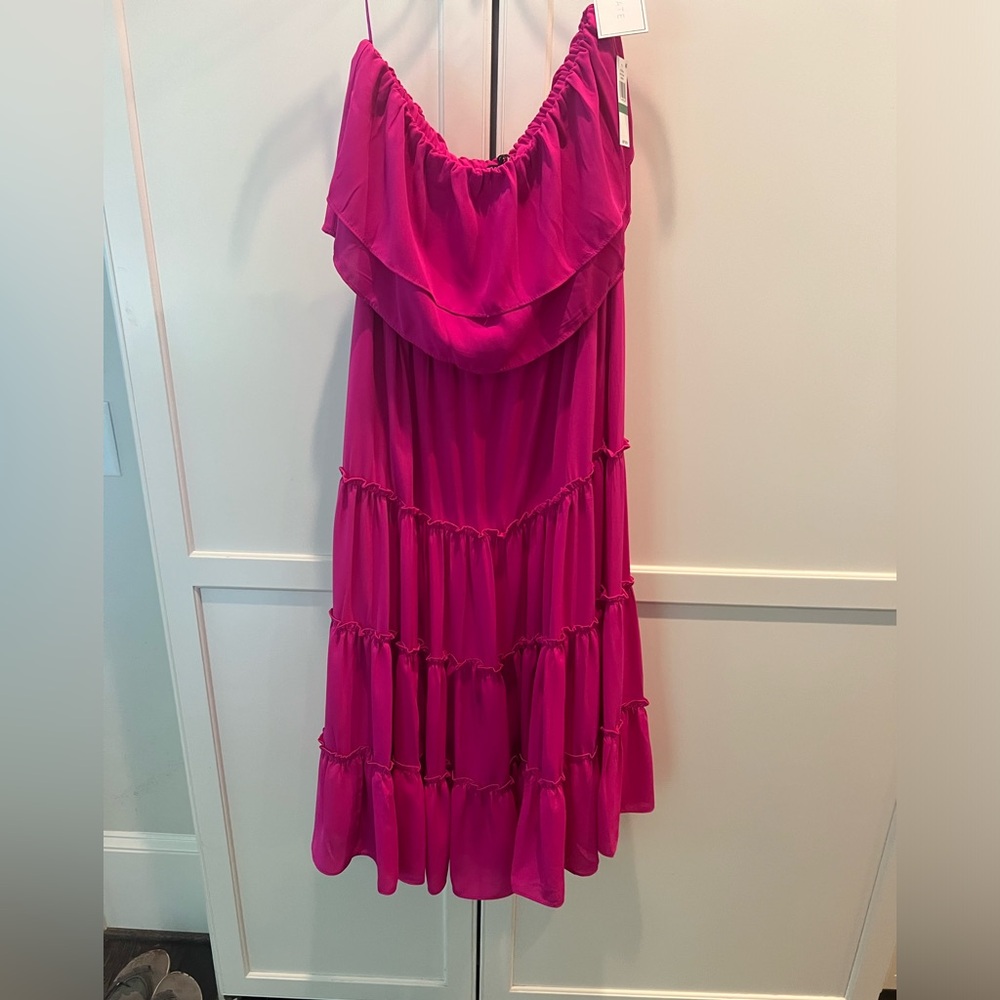 NWT hot pink off the shoulder size L maxi dress